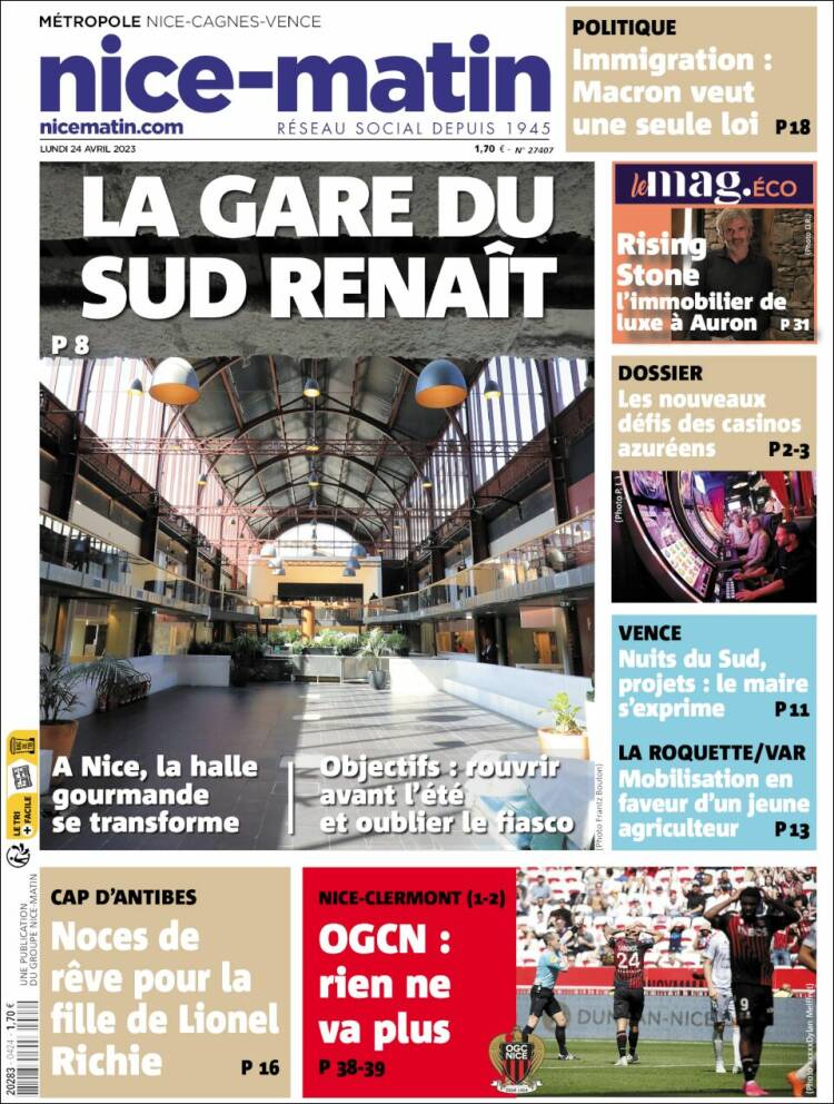 Portada de Nice-Matin (France)