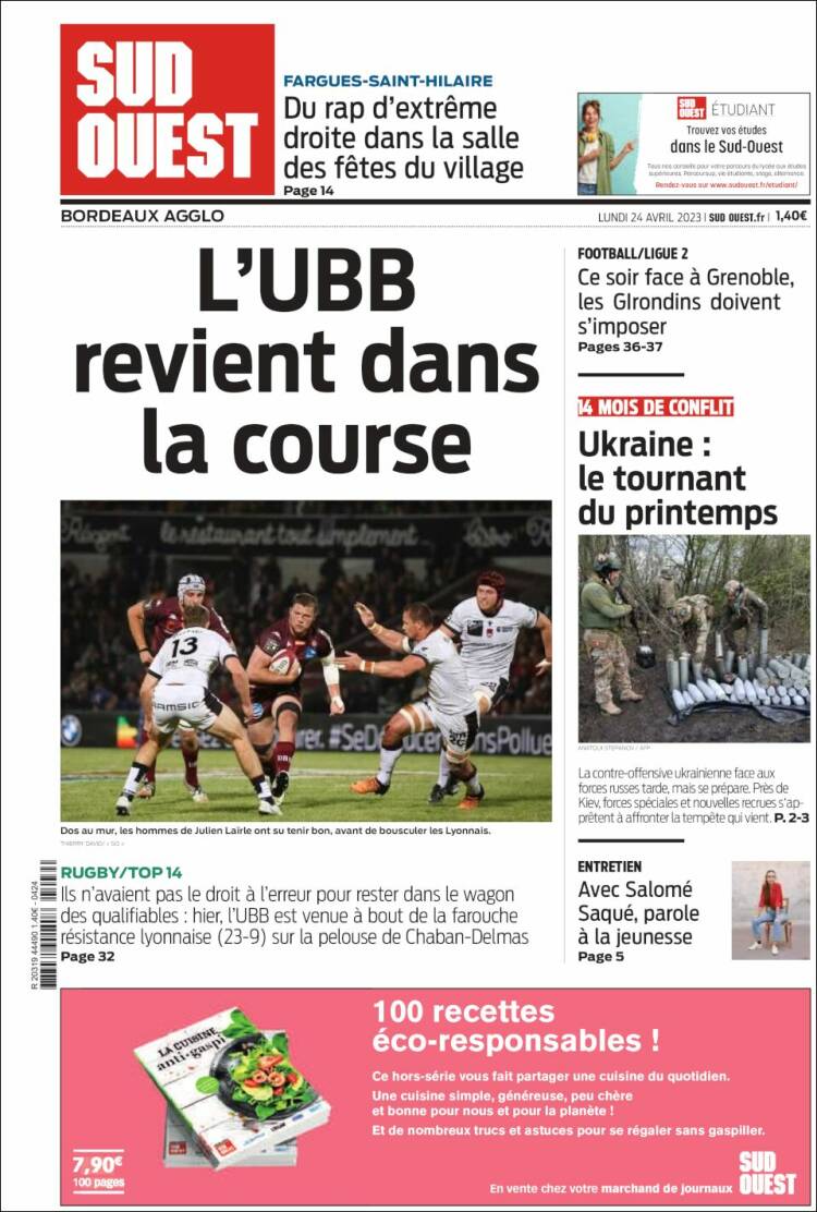 Portada de Sud Ouest (France)