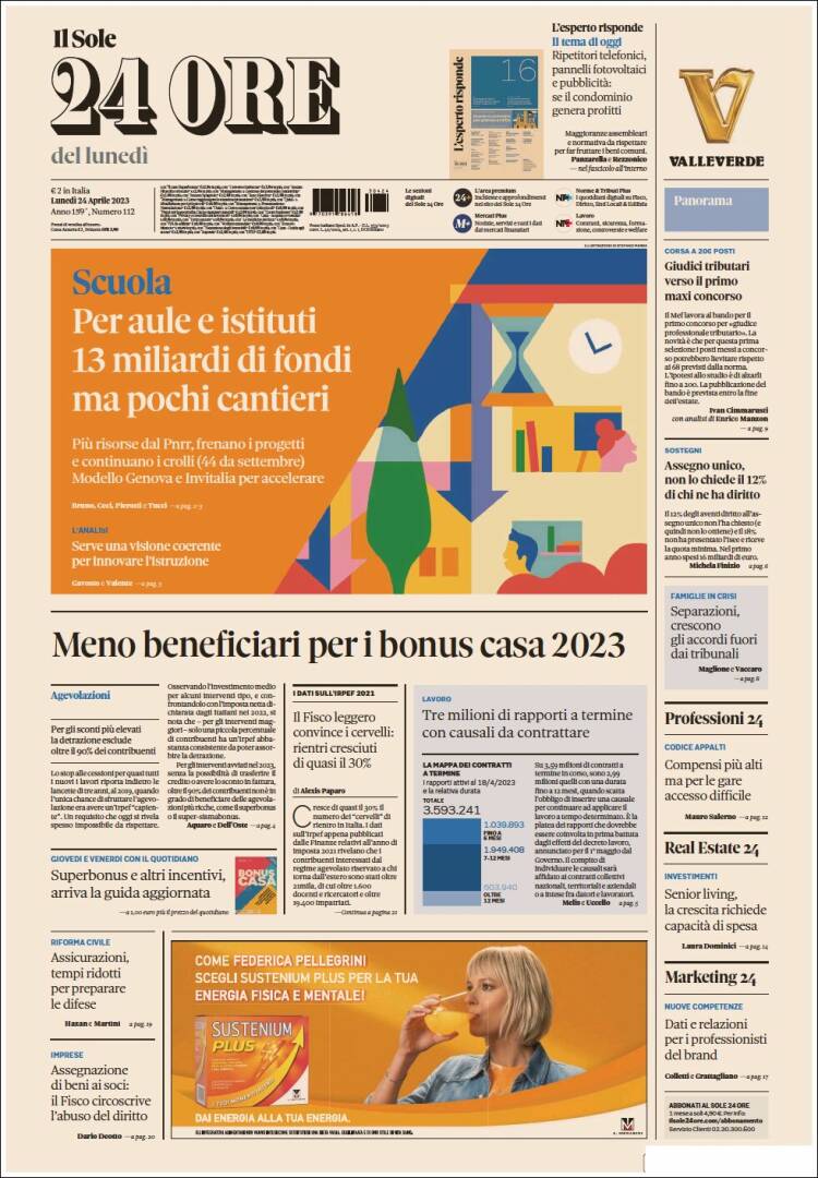 Portada de Il Sole 24 ORE (Italia)