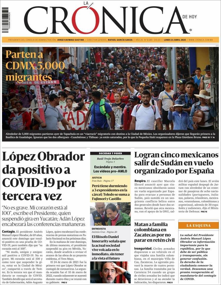 Portada de La Crónica de Hoy (M&eacute;xico)