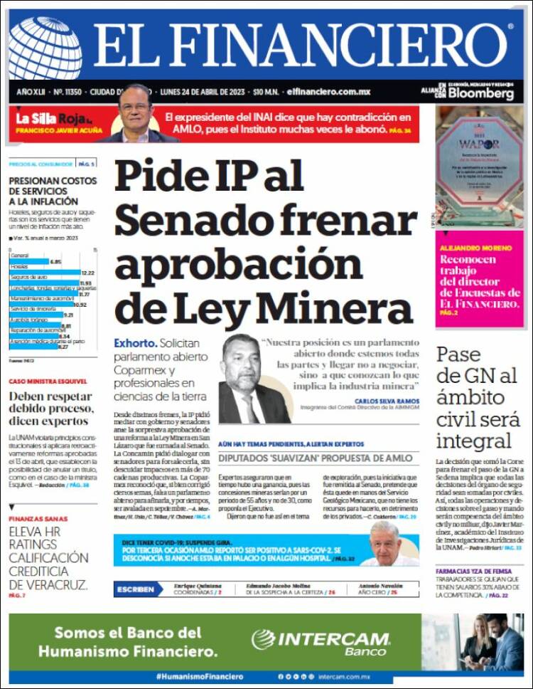 Portada de El Financiero (M&eacute;xico)
