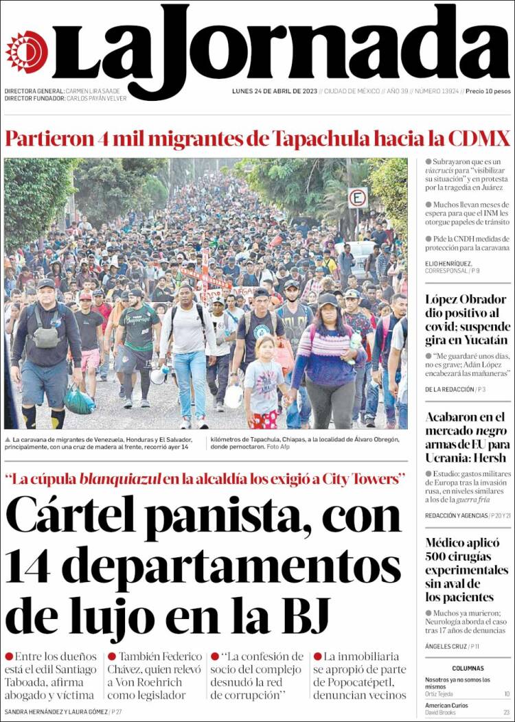 Portada de La Jornada (M&eacute;xico)