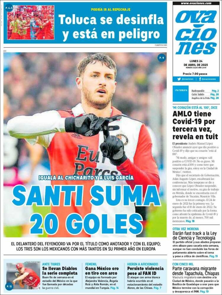 Portada de Ovaciones (M&eacute;xico)