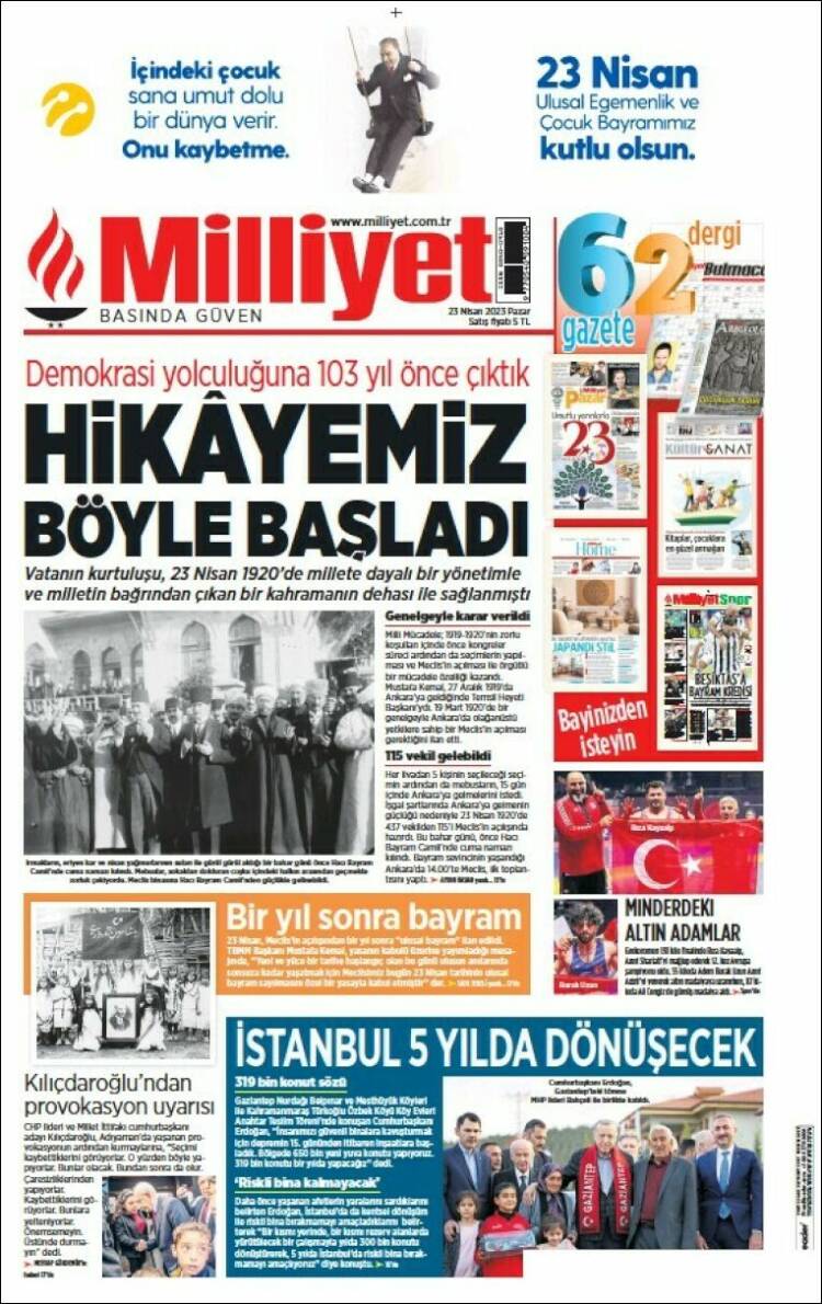 Portada de Milliyet (Turqu&iacute;a)