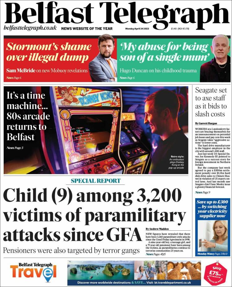Portada de Belfast Telegraph (Reino Unido)