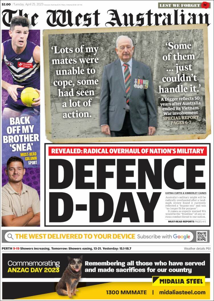 Portada de The West Australian (Australia)