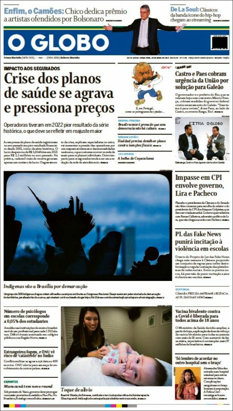 Portada de O Globo (Brasil)