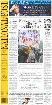 Portada de The National Post (Canadá)