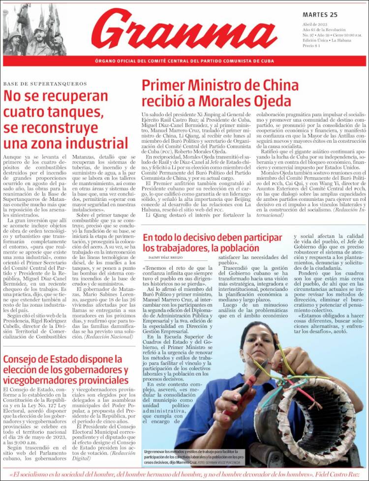 Portada de Granma (Cuba)