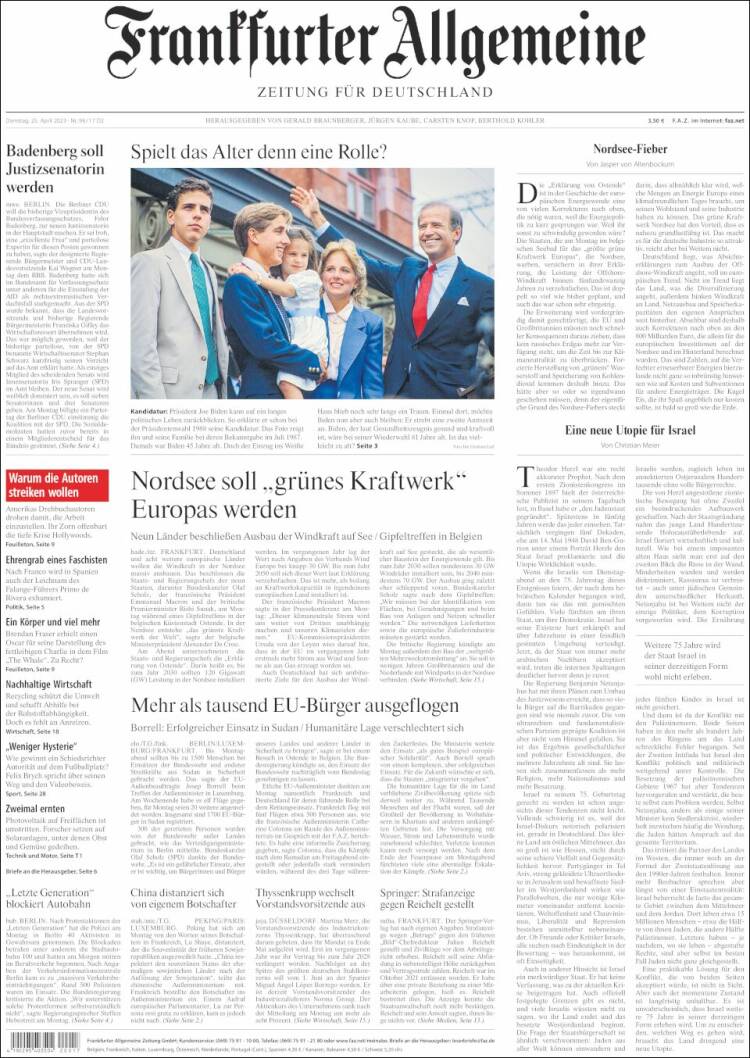Portada de Frankfurter Allgemeine (Alemania)