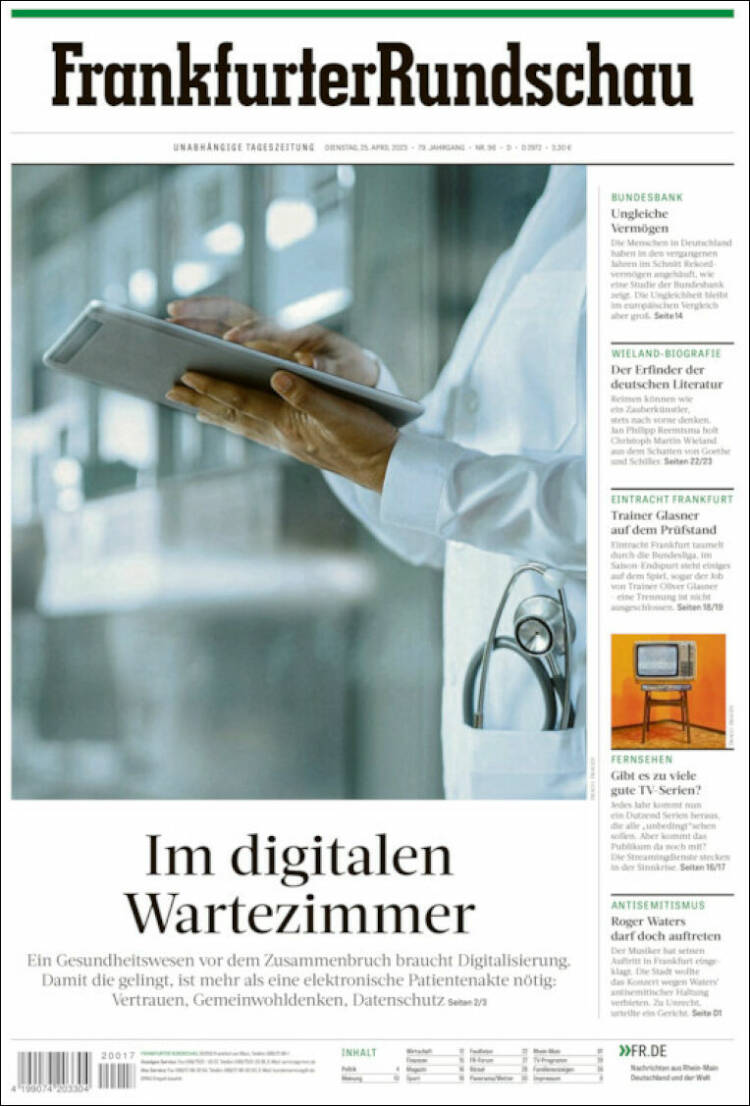 Portada de Frankfurter Rundschau (Alemania)