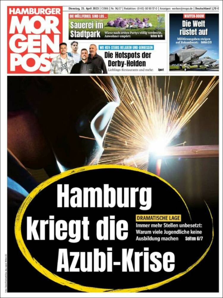 Portada de Hamburger Morgenpost  (Allemagne)