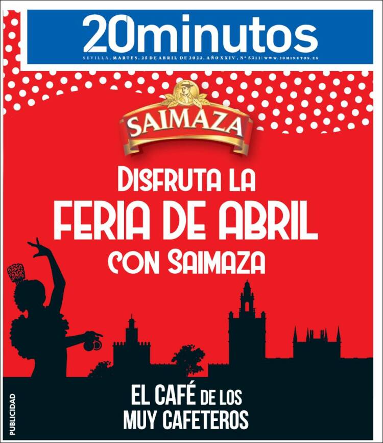 Portada de 20 Minutos - Sevilla (España)