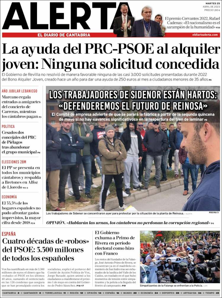 Portada de Alerta - El Diario de Cantabria (España)