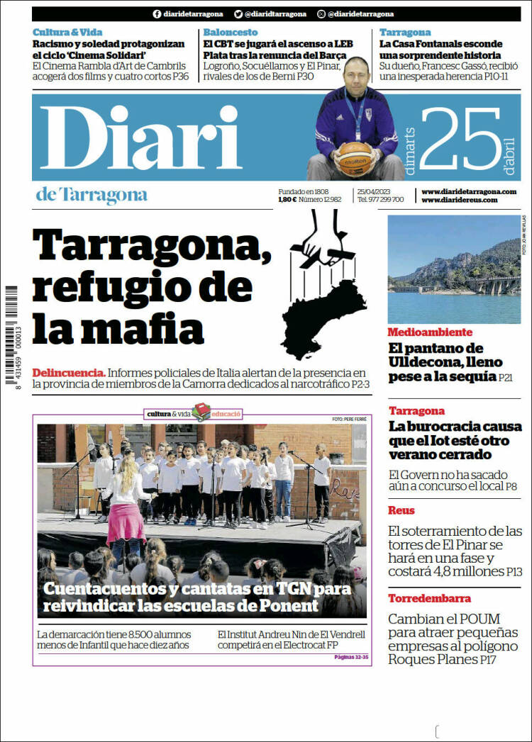 Portada de Diari de Tarragona (España)