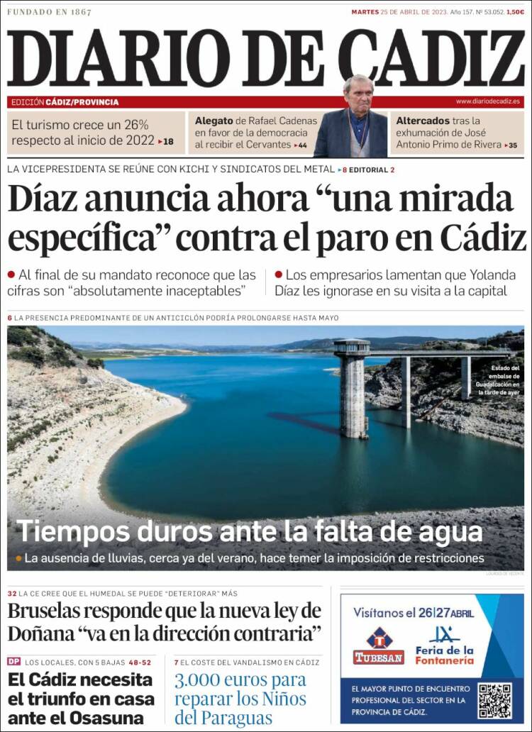 Portada de Diario de Cádiz (España)