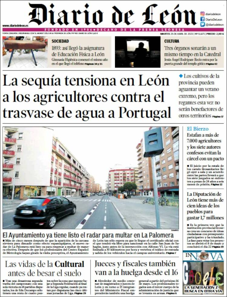 Portada de Diario de León (España)