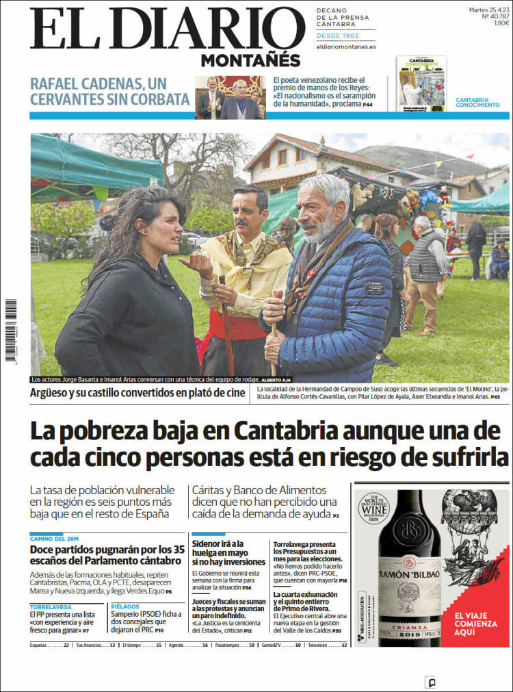 Portada de El Diario Montañés (España)