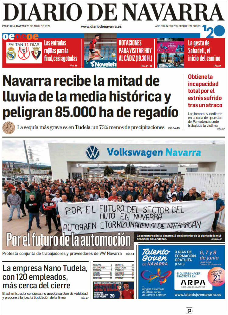 Portada de Diario de Navarra (España)