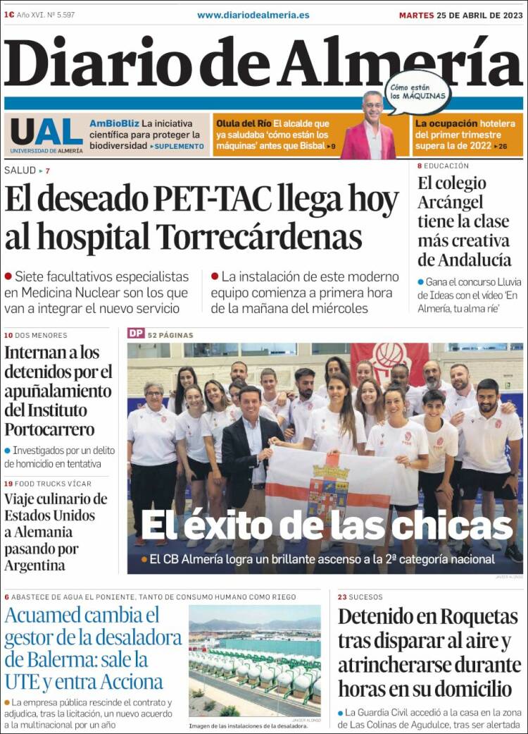 Portada de Diario de Almería (España)