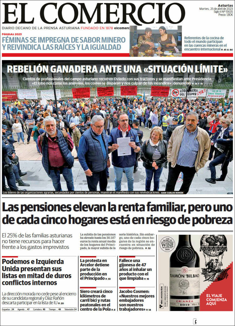 Portada de El Comercio (España)