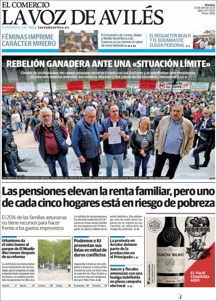 Portada de El Comercio - Avilés (España)