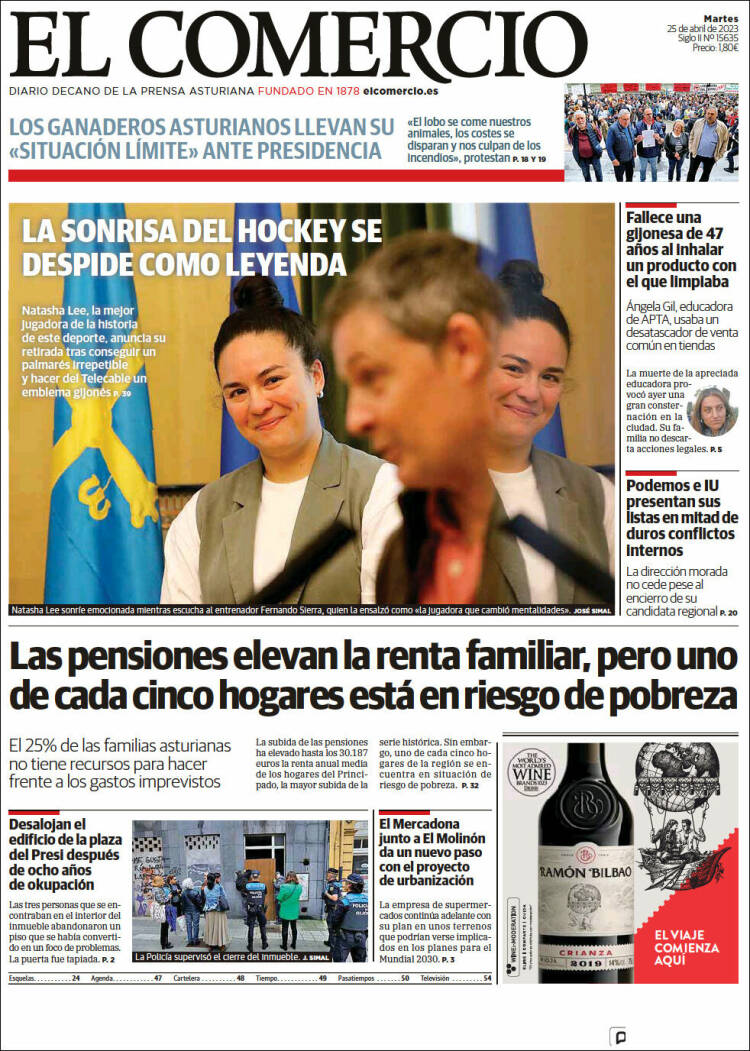 Portada de El Comercio - Gijón (España)