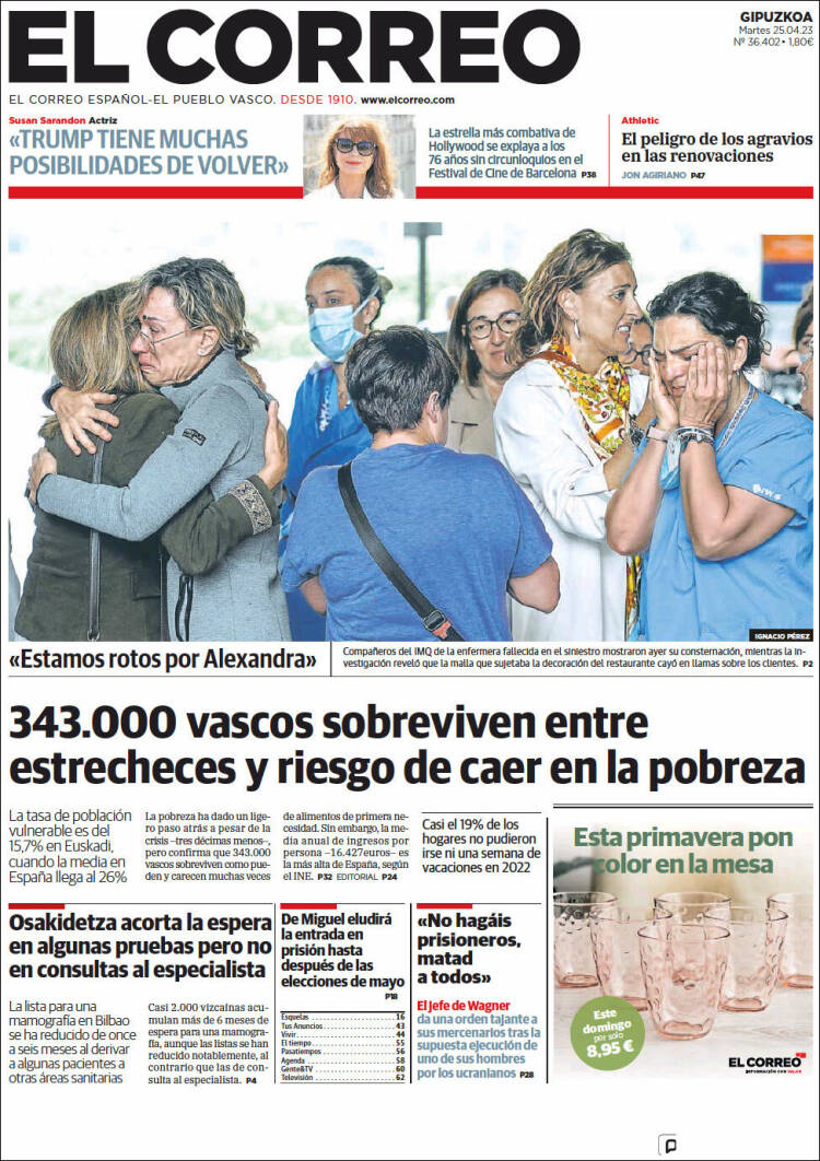 Portada de El Correo - Guipuzcoa (España)