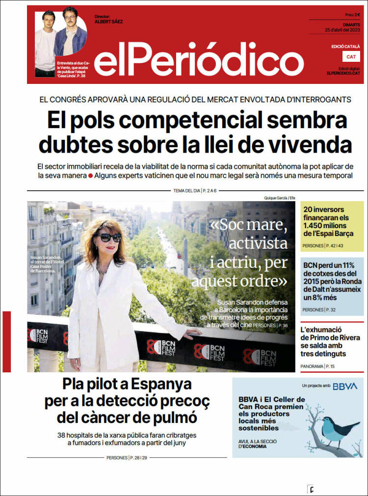 Portada de El Periódico de Catalunya (España)