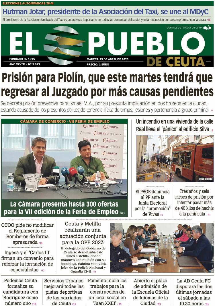 Portada de El Pueblo de Ceuta (España)