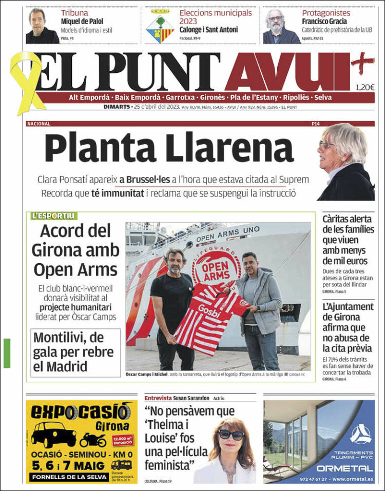 Portada de El Punt Avui - Girona (España)