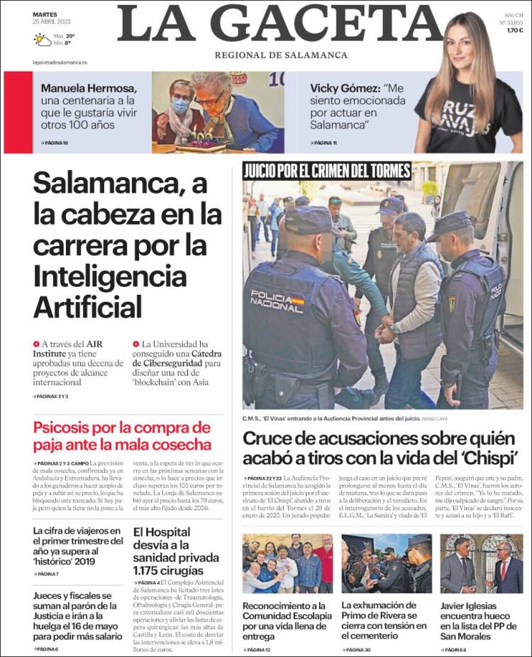 Portada de La Gaceta de Salamanca (España)