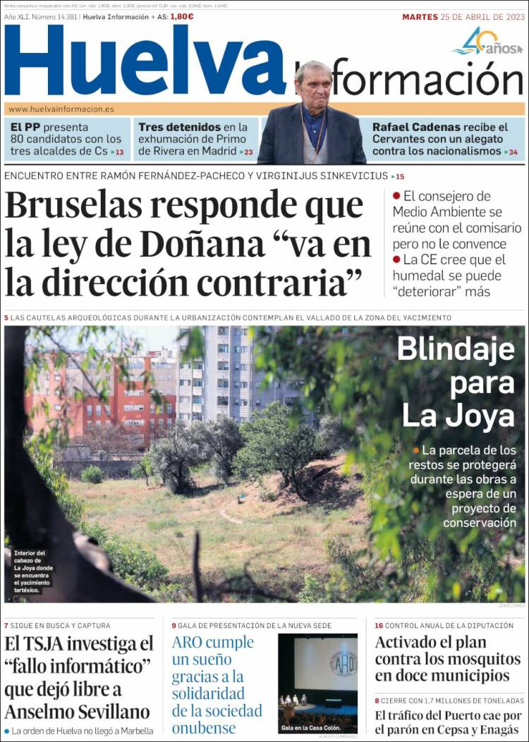 Portada de Huelva Información (España)