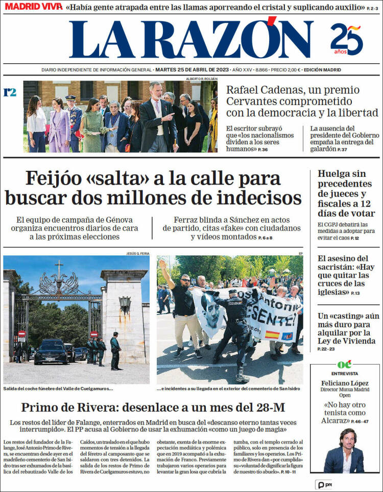 Portada de La Razón (España)