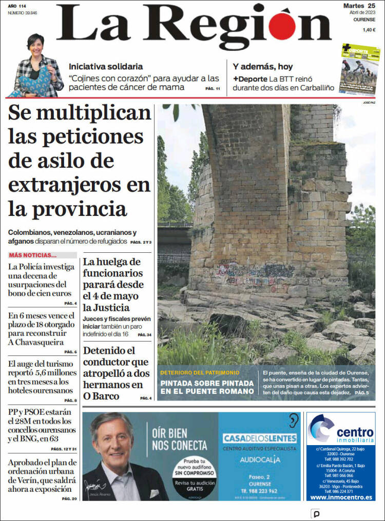 Portada de La Región de Ourense (España)