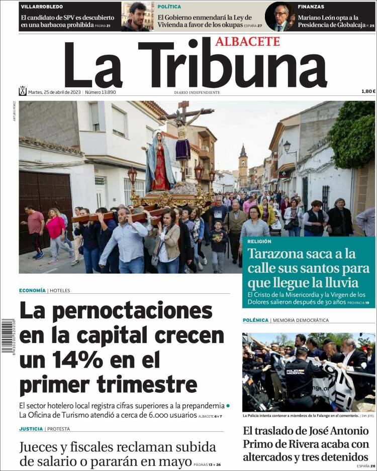 Portada de La Tribuna de Albacete (España)