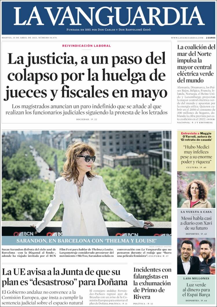 Portada de La Vanguardia (España)