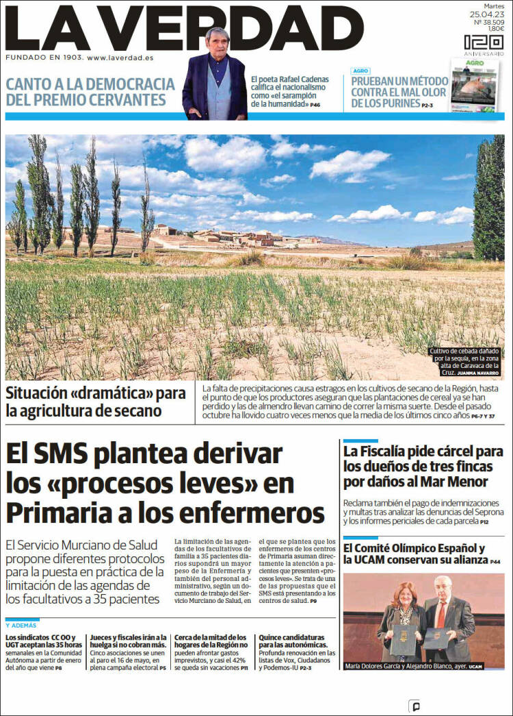 Portada de La Verdad de Murcia (España)