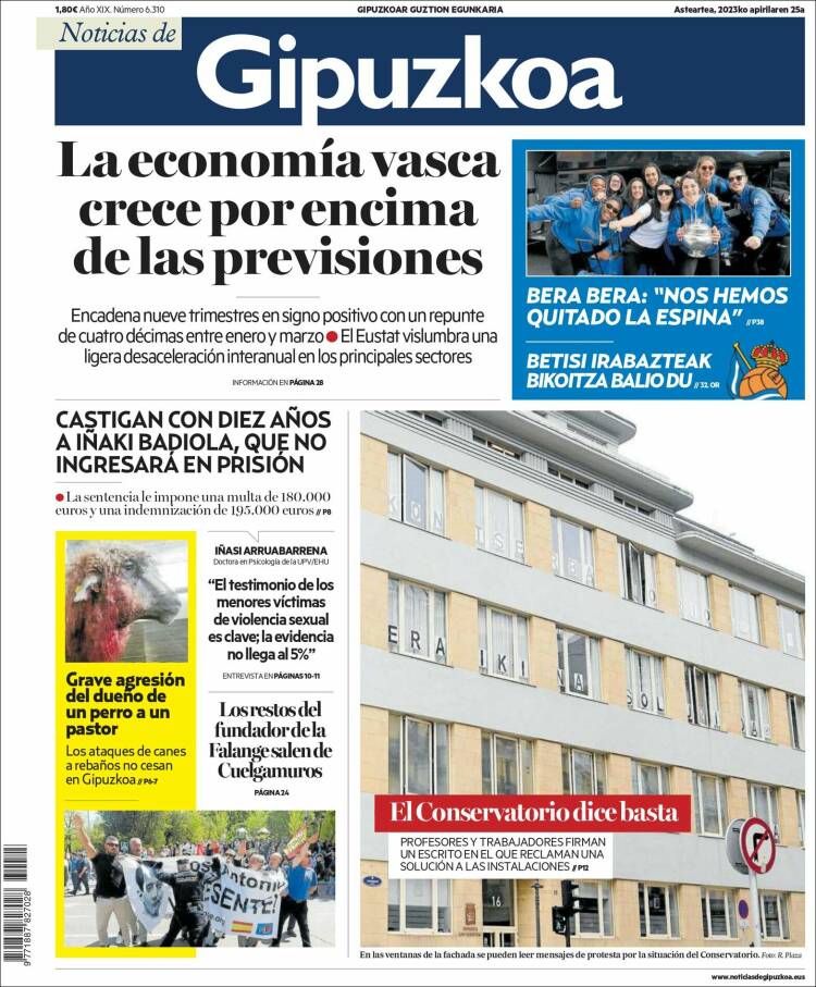 Portada de Noticias de Gipuzkoa (España)