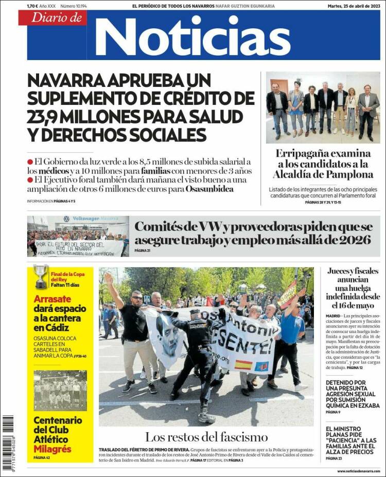 Portada de Noticias de Navarra (España)