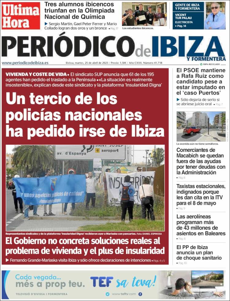 Portada de Periódico de Ibiza (España)