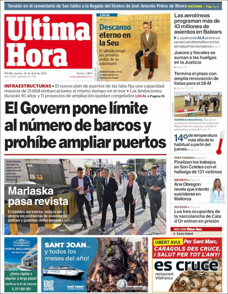 Portada de Última Hora (España)