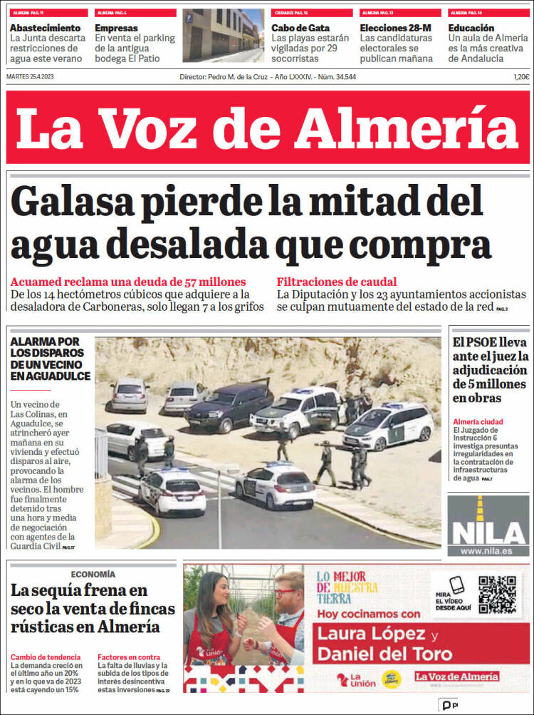 Portada de La Voz de Almería (España)