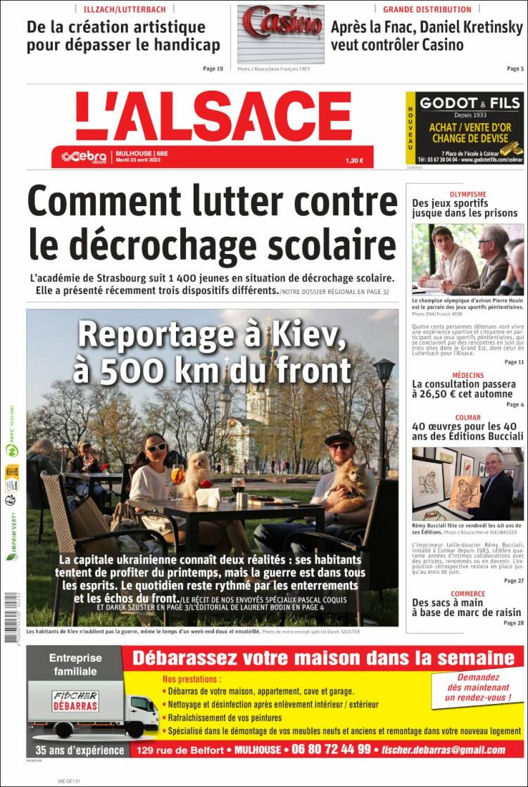 Portada de Journal L'Alsace (Francia)