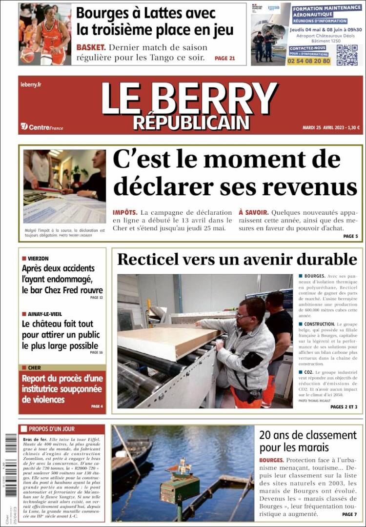 Portada de Berry Republicain (Francia)