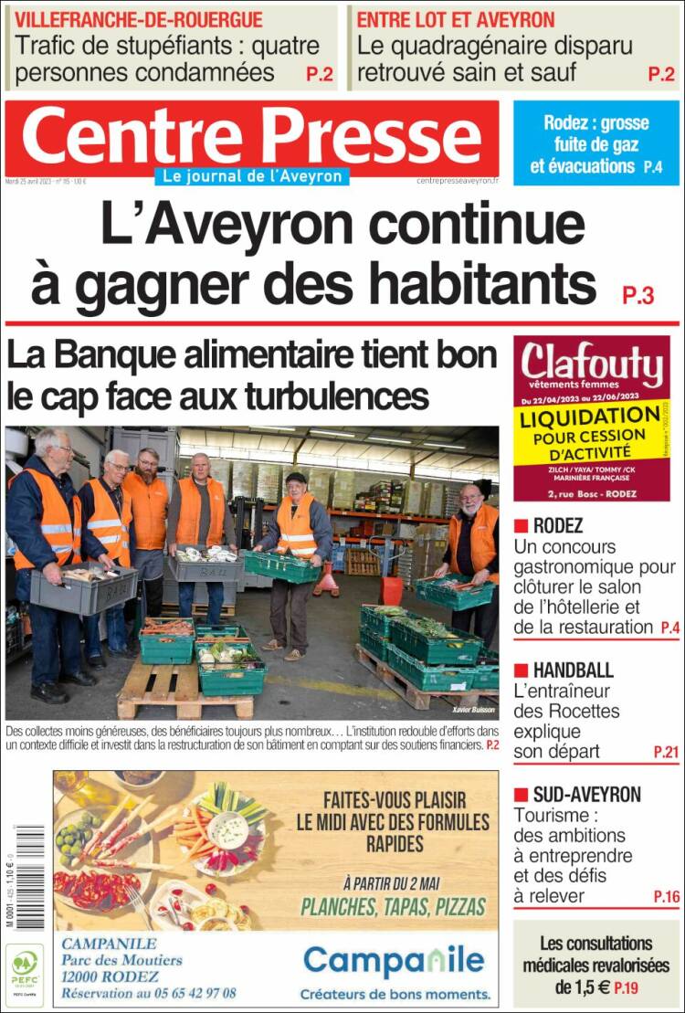 Portada de Centre Presse (Francia)