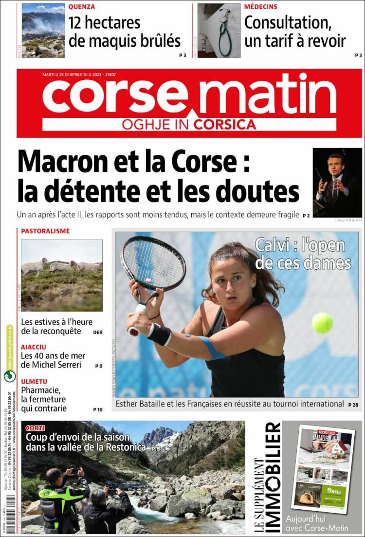 Portada de Corse-Matin (Francia)