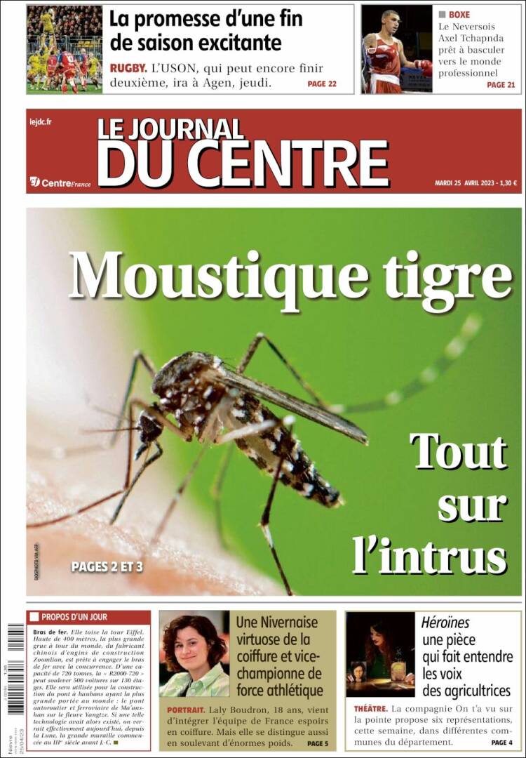 Portada de Le Journal du Centre (Francia)