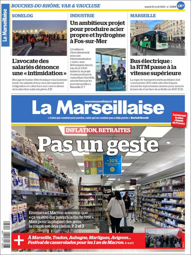 Portada de La Marseillaise (Francia)