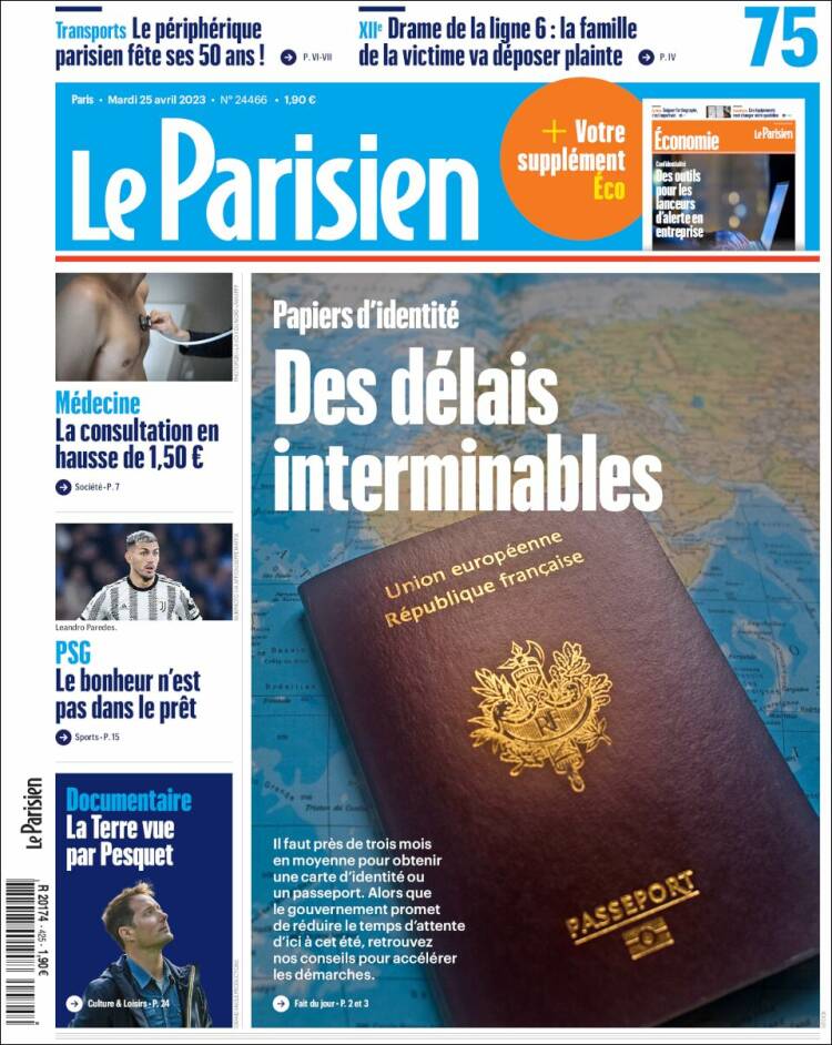 Portada de Le Parisien (Francia)